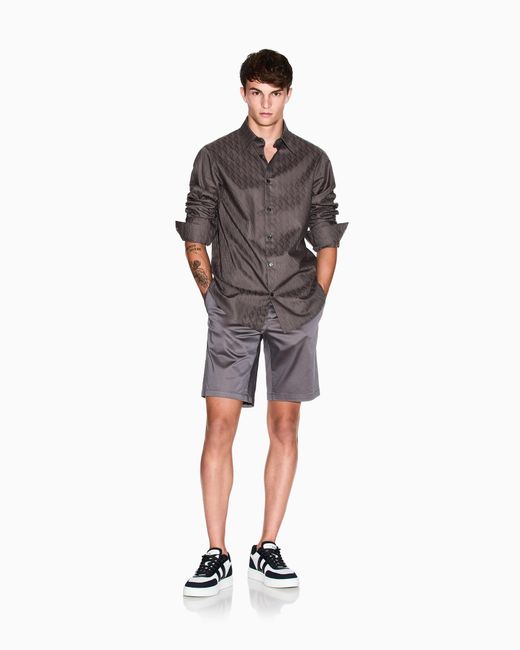 Chemise En Jacquard De Coton Coupe Régulière ARMANI EXCHANGE pour homme en coloris Brown
