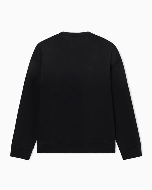 ARMANI EXCHANGE Black Used-Effect Crewneck Sweatshirt With Logo for men