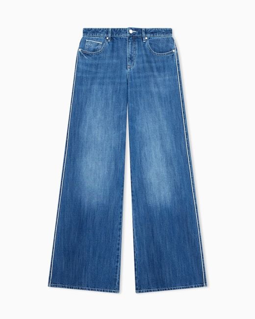 ARMANI EXCHANGE Blue Loose Fit Mid- Rigid Denim Jeans