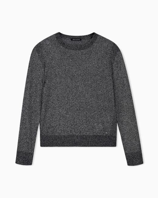 ARMANI EXCHANGE Gray Regular Fit Pullover Metallic Knitted Viscose