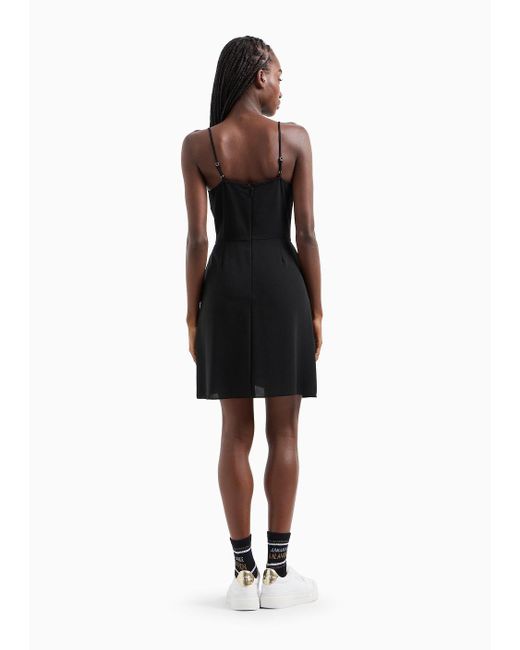 Armani Exchange Black Asv Recycled Fluid Fabric Short Dress