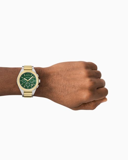 ARMANI EXCHANGE Green Chronograph Two-Tone Stainless Steel Watch for men