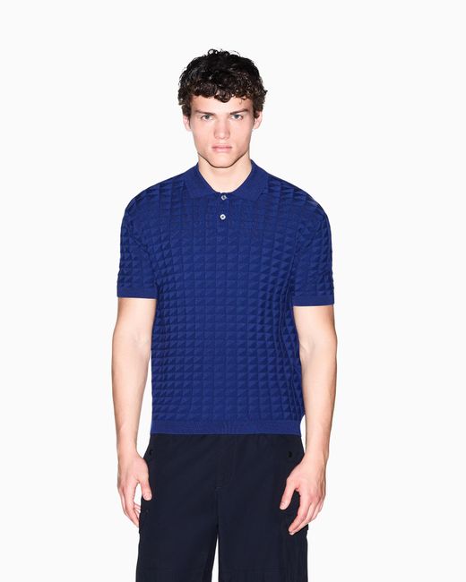 ARMANI EXCHANGE Blue Regular Fit Knit Polo for men