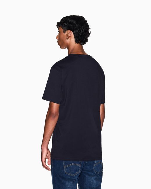 ARMANI EXCHANGE Blue Regular Fit T-Shirt With Logo for men