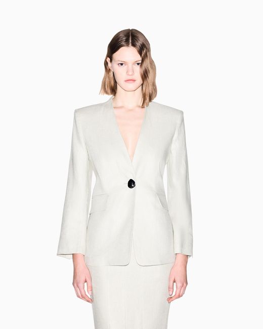 ARMANI EXCHANGE White Linen Twill Fabric Jacket