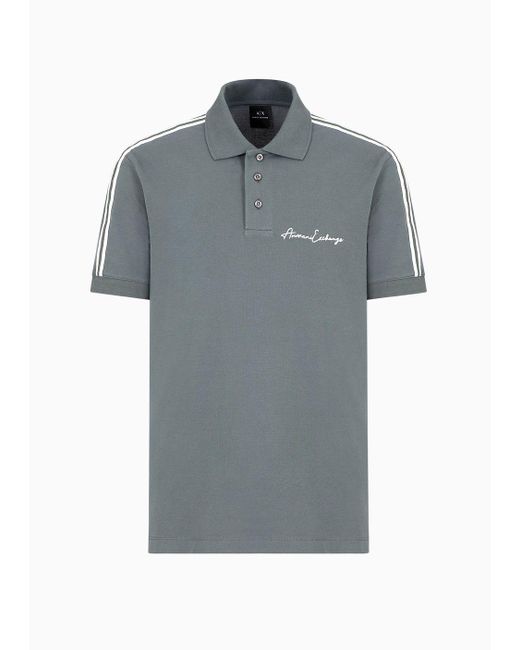 Armani Exchange Gray Regular Fit Polo Shirt With Signature Logo for men