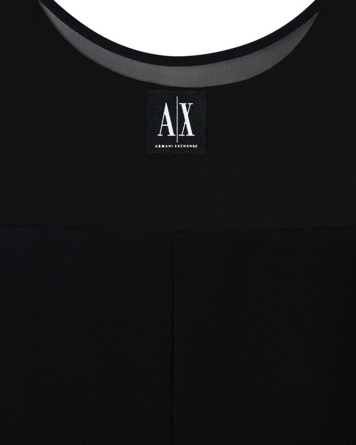 ARMANI EXCHANGE Black Stretch Sheath Dress With A Mesh Insert Icon