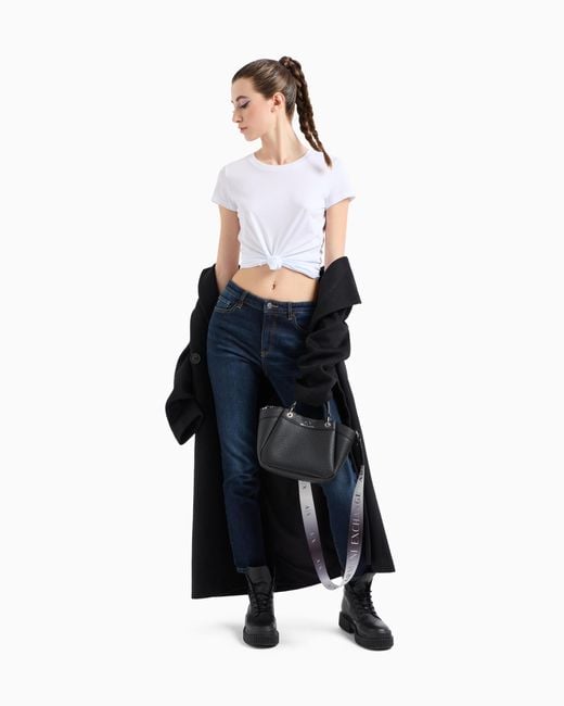 ARMANI EXCHANGE Black Small Handbag With Degradè Shoulder Strap