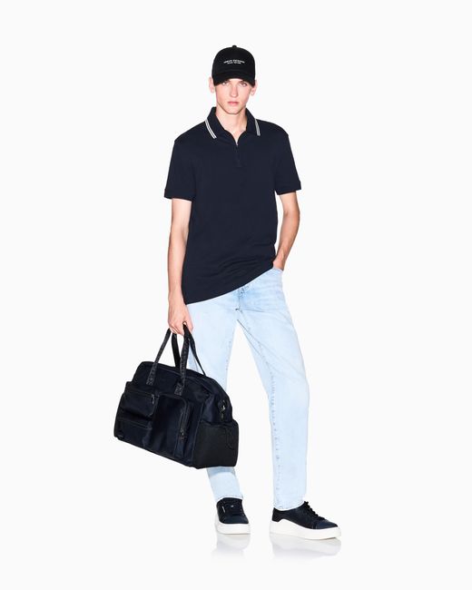 Polo De Algodón De Corte Regular ARMANI EXCHANGE de hombre de color Blue