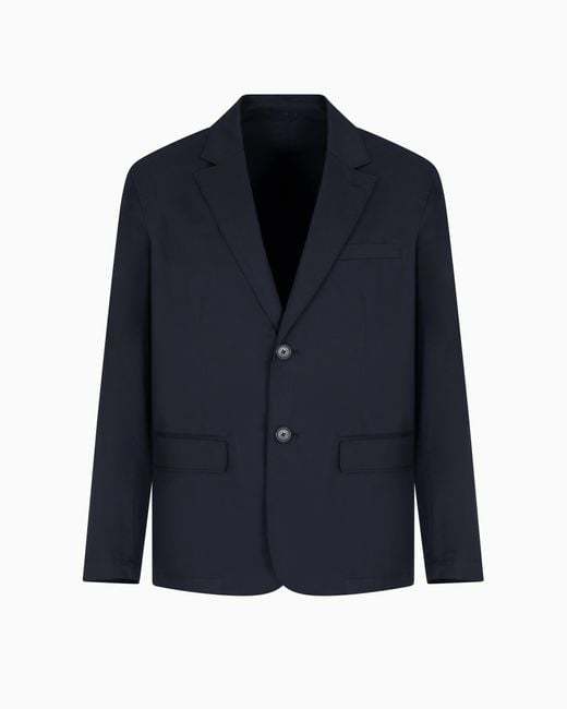 Chaqueta De Sarga De Algodón De Botonadura Sencilla ARMANI EXCHANGE de hombre de color Blue