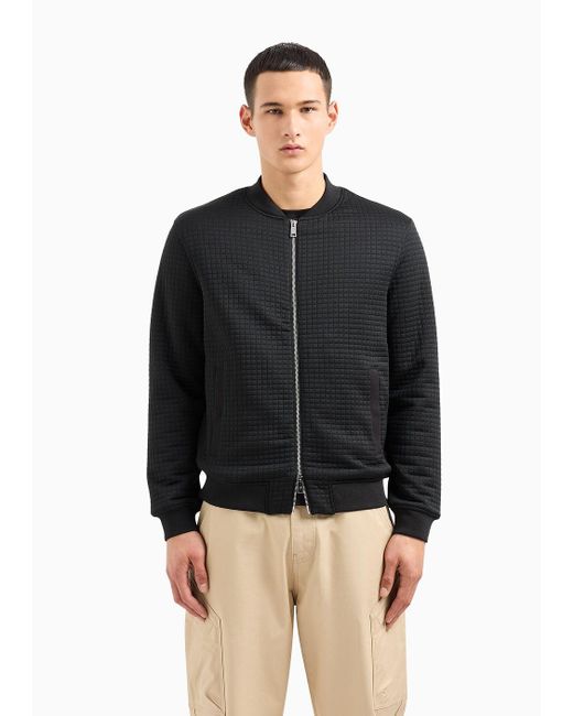 Armani Exchange Black Bomber Jacket In Textured Fabric for men