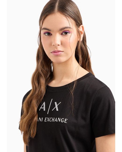 Camisetas De Corte Estándar Armani Exchange de color Black