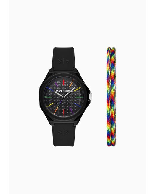 Armani Exchange Black Rubber Strap Watches