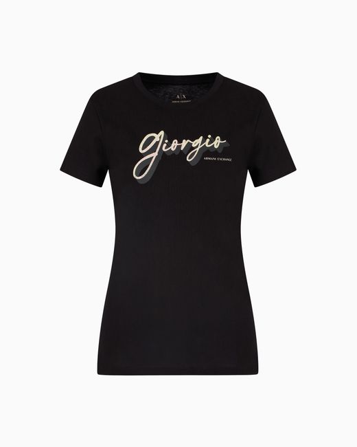 ARMANI EXCHANGE Black Giorgio T-Shirt Mit Normaler Passform