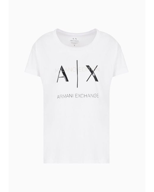 Armani Exchange White Relaxed Fit T-shirt In Asv Organic Cotton