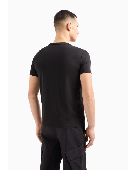 Armani Exchange Black Slim-fit T-shirt In Stretch Jersey With Abstract Print for men