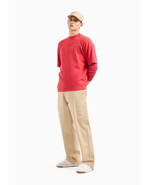 Armani Exchange Red Crew-neck Sweater In Cotton Viscose And Silk for men
