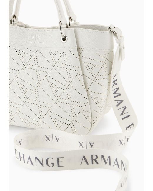 Armani Exchange White Shopper