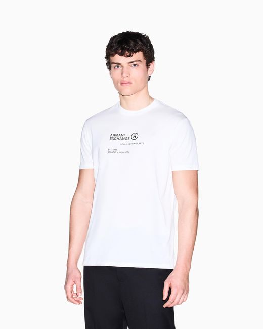 ARMANI EXCHANGE White Classic Cotton Jersey Regular Fit T-Shirt for men