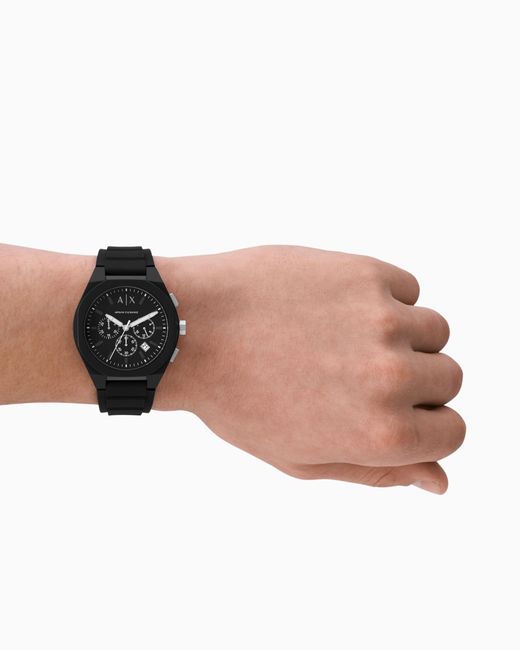 ARMANI EXCHANGE Black Watch With Silicone Strap for men