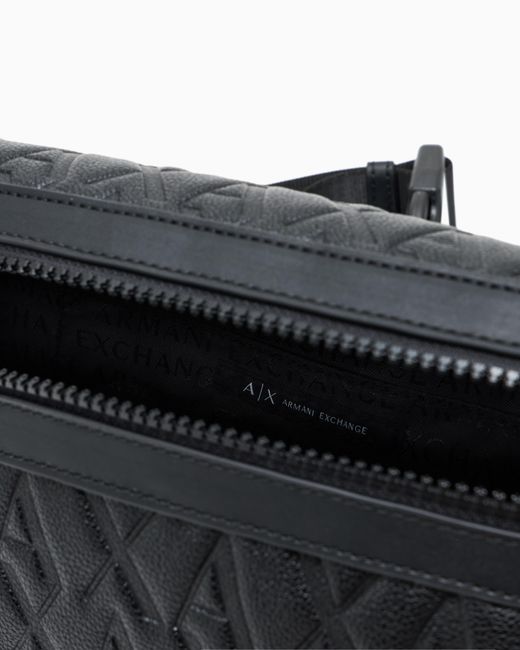 ARMANI EXCHANGE Black Waist Bag With An Embossed Pattern And Adjustable Strap for men