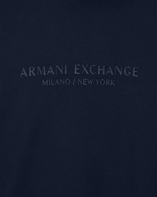 ARMANI EXCHANGE Blue Regular Fit French Terry Hoodie With A Logo Print Essential for men