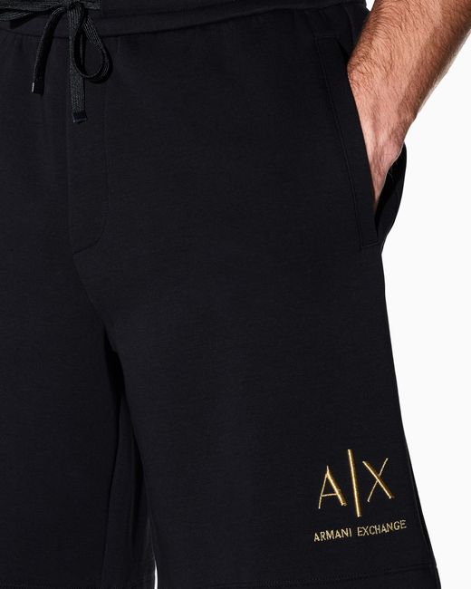 ARMANI EXCHANGE Blue Shorts Bonded Stretch Cotton Jersey Regular Fit for men