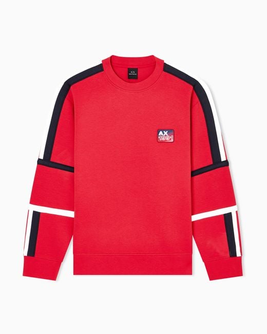Sudadera Con Bandas En Contraste ARMANI EXCHANGE de hombre de color Red