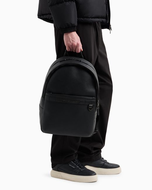 ARMANI EXCHANGE Backpack With External Pocket With Small Hook in Black ...