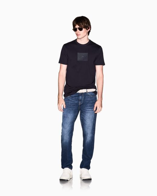 ARMANI EXCHANGE Blue Regular Fit Cotton T-Shirt for men