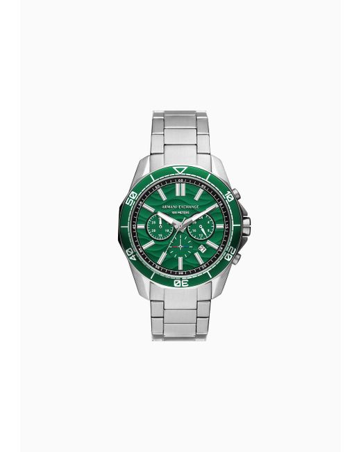Armani Exchange Green Chronograph Stainless Steel Watch for men
