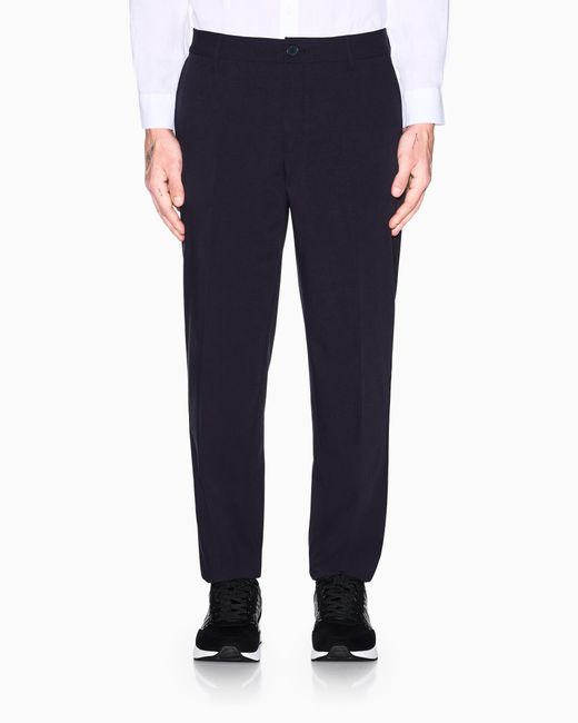 ARMANI EXCHANGE Blue Tailored Straight-Leg Trousers for men