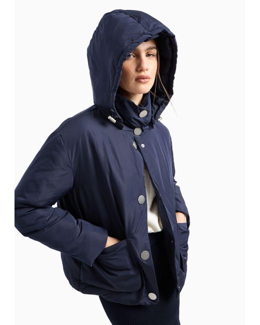 Armani Exchange Blue Asv Hooded Button Up Jacket