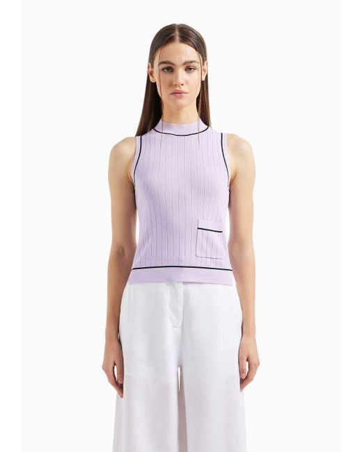 Armani Exchange Purple Top With Decorative Stitching In Asv Recycled Fabric