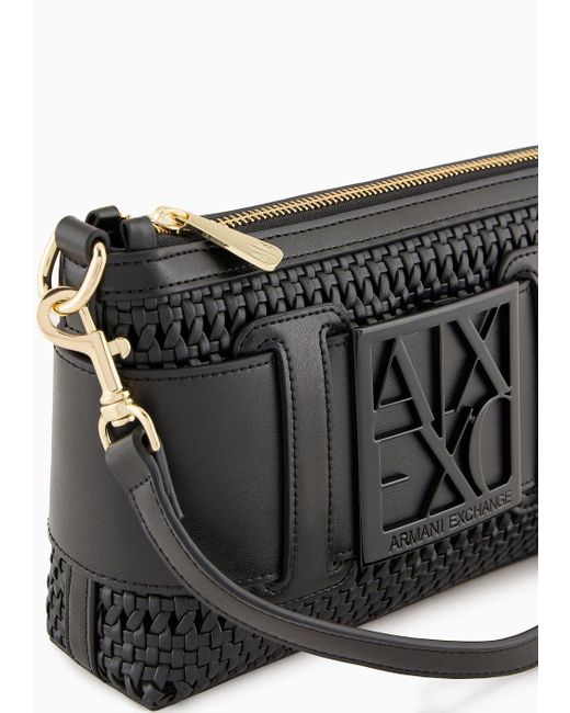 Armani Exchange Black Shoulder Bag With Maxi Logo