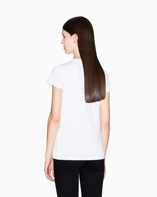 ARMANI EXCHANGE White Slim-Fit Cotton Jersey T-Shirt With Script Logo Essential