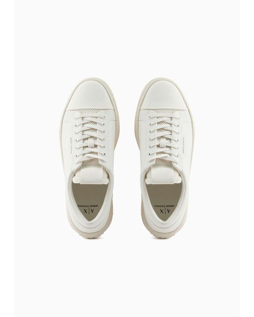 Armani Exchange White Sneakers With High Sole for men
