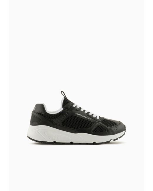 Armani Exchange Black Chunky Sneakers With Contrasting Sole for men