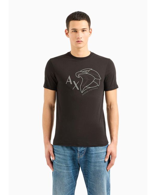 T-shirt Regular Fit In Cotone di Armani Exchange in Black da Uomo