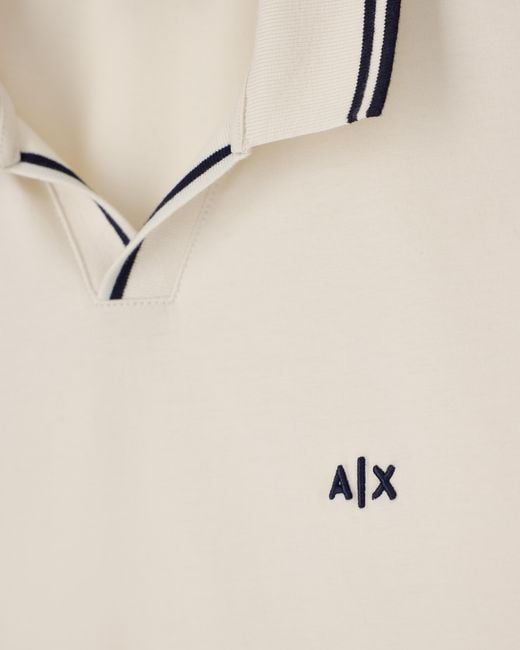 ARMANI EXCHANGE White Regular Fit Polo Shirt Mercerized Cotton Jersey for men