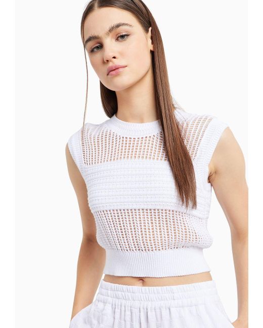 Armani Exchange White Maxi-striped Cotton Knit Top