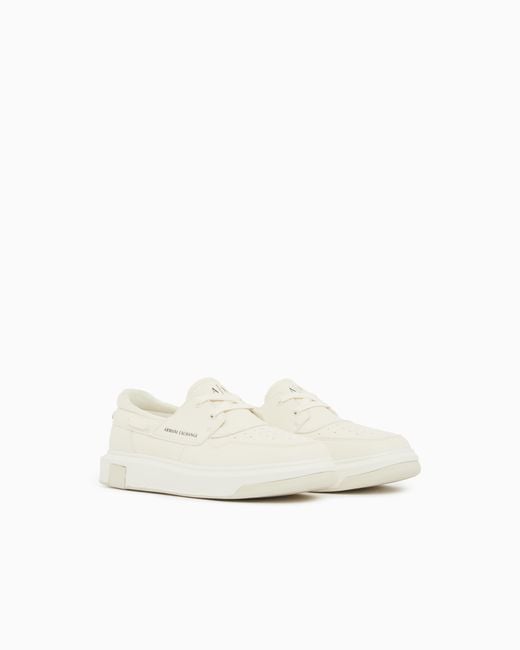 ARMANI EXCHANGE White Sneakers With Crossed Laces And Logo for men
