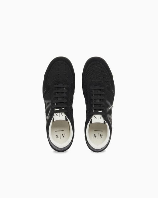 ARMANI EXCHANGE White Lace-Up Sneakers for men