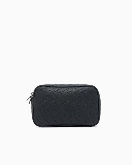 ARMANI EXCHANGE Black Textured Crossbody Bag With Wrist Strap And Zip Closure for men