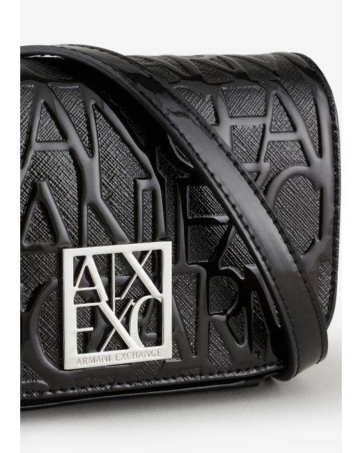 Armani Exchange White Small Shoulder Strap With Flap And Embossed Lettering