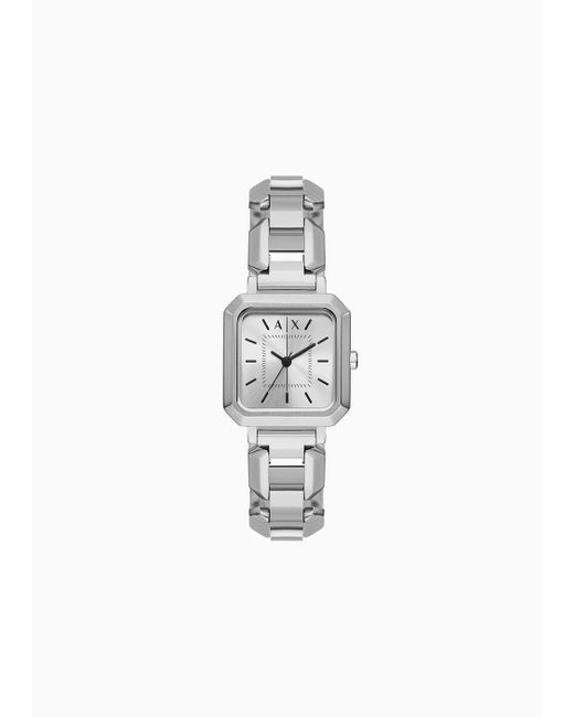 Reloj De Acero Inoxidable Con Tres Manecillas Armani Exchange de color White
