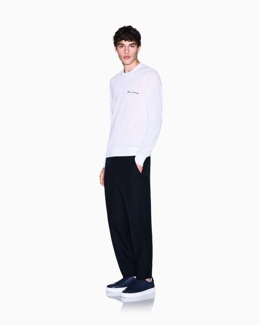 ARMANI EXCHANGE White Crew Neck Sweater for men