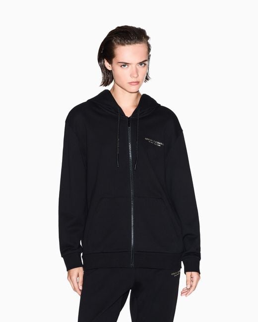 ARMANI EXCHANGE Black Kapuzenpullover Aus Baumwolle Mit Reißverschluss