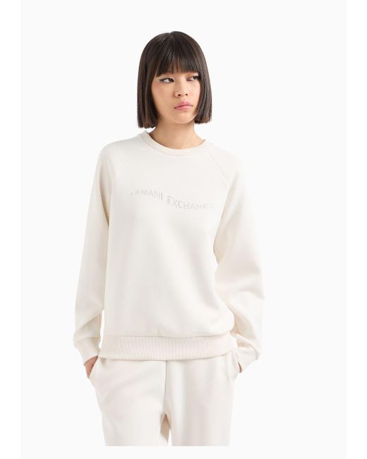 Armani Exchange White Sweatshirts Without Hood