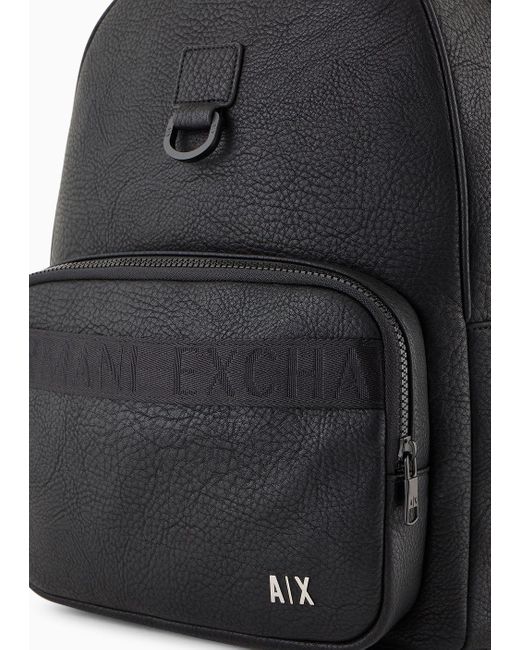 Armani Exchange Black Backpack With Logo Detail for men